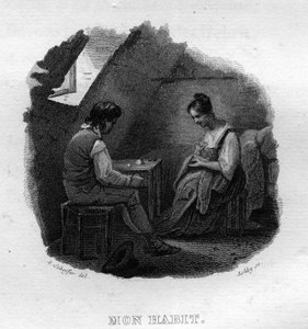 Mon habit Chanson de Béranger in „Œuvres complètes“ (1834) von Pierre Jean de Béranger (1780-1857), französischer Dichter und Liedermacher. von French School