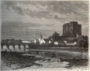 Montrond-les-Bains, Département Loire in der Region Rhône-Alpes - Gravur in „La France illustrée: Geographie, Geschichte, statistische Verwaltung“ von V.-A. Malt-Brown. 1884 von French School