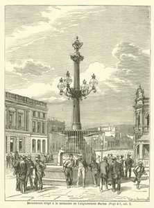 Denkmal zu Ehren des Entdeckers Burke (Gravur) von French School