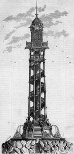 Monumentalsäule des artesischen Brunnens von Passy durch den deutschen Ingenieur Charles Gosshelf Kind. Gravur in „Le Monde Illustré“ Nr. 25 vom 3. Oktober. von French School