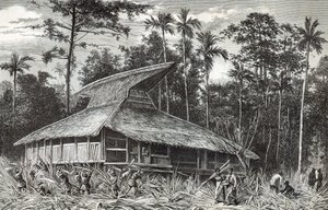 Moschee in Dodinga, Neuguinea, Illustration aus der Zeitschrift Le Tour du Monde, 1879 von French School