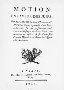 Bewegung zugunsten der Juden, von Henri Gregoire (1750-1831), 1789