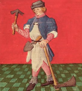 Ms.3066 fol.42 v Der Schmied, aus Le Livre des Echecs Moralises von Jacques de Cessoles von French School