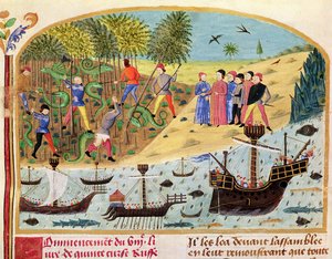 Ms 1335 f.180 Die Flottille von Alexander dem Großen, aus Vie d