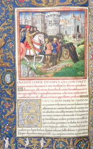 Ms. 1581 f. 195v Illustration aus Buch X (Von der Gefangenschaft der zehn Stämme bis zum ersten Jahr des Kyros), Kapitel 1 der Antiquitates Judaicae von Flavius Josephus