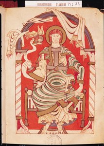 Ms 24 fol.15 St. Matthäus, Illustration aus dem Evangelium der Abtei von Corbie von French School