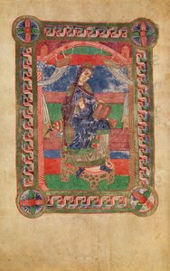 Ms 250 fol.43v St. Radegund (518-87) auf einem Thron, aus dem Leben von St. Radegund von French School
