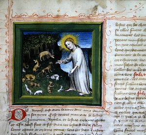 Schöpfung der Tiere, aus der Bibel des Grands Augustins