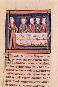 Ms 3347 fol.214 Am Vorabend von Pfingsten..., aus Livre de Messire Lancelot du Lac