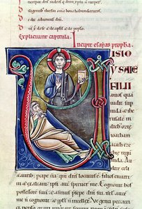 Historiierte Initiale V oder U, die die Prophezeiung von Jesaja darstellt, aus der Bibel von St. Sulpicius von Bourges