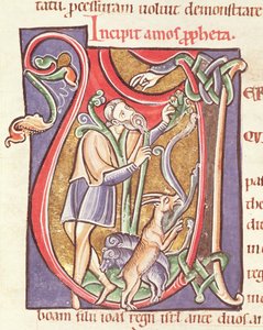 Ms 3 fol.234v Historisierte Initiale V mit Amos, aus der Bibel von Saint-Sulpice de Bourges