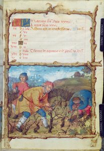 Der Monat März: Reben beschneiden, aus einem Stundenbuch, 1490 von French School