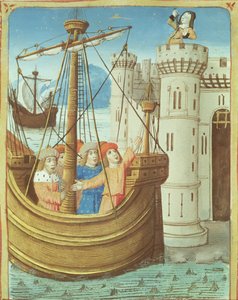 Die Abreise des Aeneas und der Tod von Dido, aus der Aeneis von Virgil mit einem Kommentar von Servius, 1469