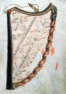Ms 54.1 Harfe, aus der Sammlung mittelalterlicher Musiktraktate, 1470