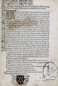 Erste Seite aus Regimen Sanitatis, 1483 von French School