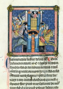 Ms 702 fol.295 Die Einnahme von Le Mans durch Philippe-Auguste (1165-1223) im Jahr 1189 von French School
