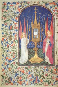 Ms Gen 288 f.38v Das Heilige Sakrament und zwei Engel, um 1460