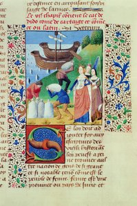 Dido schifft den Schatz von Sychaeus ein, aus Der Fall der Fürsten, von Giovanni Boccaccio (1313-75) 1472