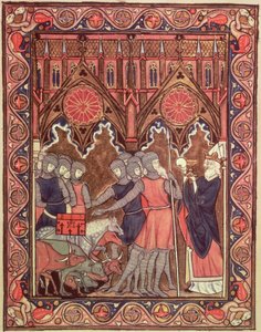 Abraham präsentiert seine Gefangenen und seine Beute Melchisedek, aus dem Psalter von St. Louis, ca. 1258-70 von French School