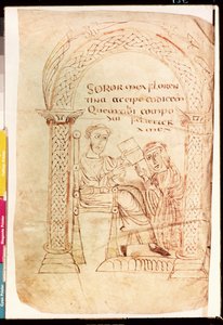 Isidor bietet sein Werk seiner Schwester Florentina an, aus De fide catholica ex Veteri et Novo Testamento contra Judaeos von Isidor von Sevilla (ca. 560-636) ca. 800