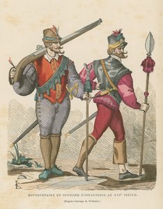 Musketier und Infanterieoffizier, 16. Jahrhundert von French School