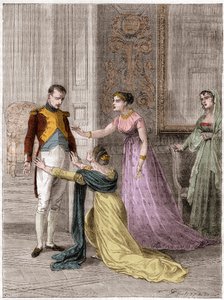NAPOLEON Bonaparte (1769-1821), Kaiser von Frankreich, gewährt Madame de Polignac die Gnade des Lebens ihres Mannes (Jules Armand (Jules-Armand), Prinz de Polignac)