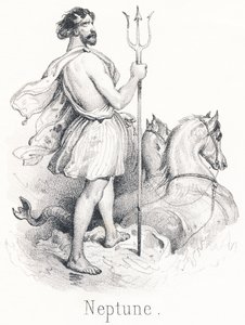 Neptun: Sohn von Saturn und Rhea. Er wurde aus dem Himmel vertrieben, weil er gegen Jupiter konspirierte