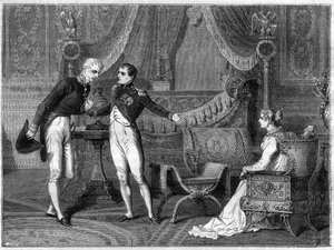 Napoleon, seine Frau Marie-Louise und Prinz Metternich im Gespräch