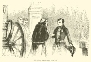 Napoleon empfängt Pius VII (Gravur) von French School