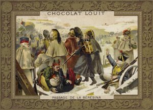 Napoleons Grande Armée überquert den Fluss Beresina auf dem Rückzug aus Russland, 1812