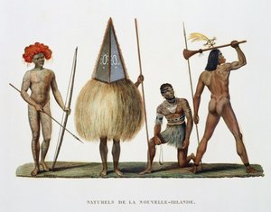 Einheimische von Neuirland, aus Voyage autour du Monde, ausgeführt im Auftrag des Königs auf der Korvette Seiner Majestät, La Coquille, in den Jahren 1822, 1823, 1824 und 1825, von Louis Isidore Duperrey (1786-18