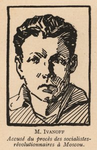 Nikolai Ivanov, russischer sozialistischer Revolutionär und Angeklagter im Moskauer Prozess 1922, dem ersten sowjetischen Schauprozess von French School