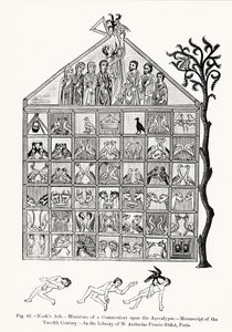 Noahs Arche, Miniatur aus einem Kommentar zur Apokalypse, Illustration aus Wissenschaft und Literatur im Mittelalter und der Renaissance, geschrieben und graviert von Paul Lacroix, 1878