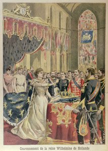 Verfassungseid von Königin Wilhelmina (1880-1962) in der Nieuwe Kerk (Neue Kirche) Amsterdam, 31. August 1898, Illustration aus Le Petit Journal, September 1898
