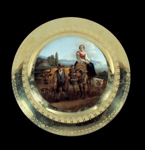 Objekte des Ersten Kaiserreichs: Teller des Dienstes von Prinz Eugen: Schäferin in einer Landschaft bei Siena von French School