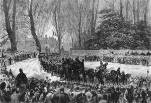 Begräbnis von Napoleon III. in Chislehurst im Jahr 1873. von French School