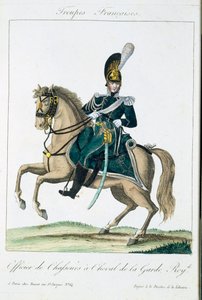 Offizier der Königlichen Garde zu Pferd, aus Troupes Francaises, veröffentlicht bei Basset, Paris, um 1790 von French School