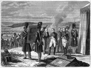 Am Vorabend der Schlacht von Borodino, 7. September 1812: Napoleon vor dem Porträt des Königs von Rom - Das Porträt des Königs von Rom Napoleon II. bringt Napoleon I. am Vorabend der Schlacht von Moskau (Schlacht von Borodino) von French School