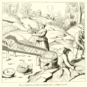 Goldwäscher im 16. Jahrhundert (Gravur)