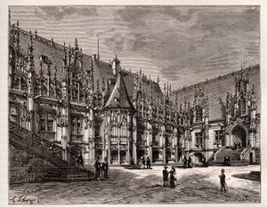 Palais de justice de Rouen ehemaliges Parlament der Normandie - Gravur in „France illustree: geographie, histoire, administration statistique“ von V.A. Malt-Brown. 1884