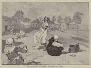 Paris, Die Verrückten in der Salpêtrière (Gravur) von French School
