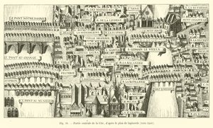 Zentraler Teil der Cité, nach dem Wandteppichplan, um 1540 von French School