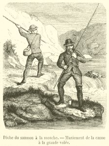Lachsfischen mit der Fliege, Handhabung der Rute im großen Schwung von French School