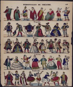Theaterfiguren (farbige Gravur) von French School