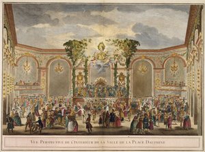 Perspektivische Ansicht des Inneren des Raums des Place Dauphine