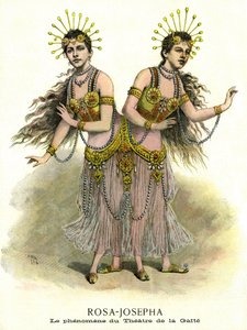 Phänomen im Spektakel: Rosa-Josepha, siamesische Schwestern im Théâtre de la Gaîté in Paris 1891 von French School
