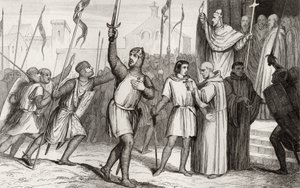 Philippe I und Papst Urban II rufen 1095 zur Ersten Kreuzzug auf, aus 