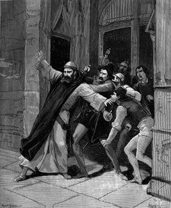 Pietro Paolo Sarpi, bekannt als Fra Paolo, des Ordens der Serviten Mariens (1552-1623) venezianischer Historiker, der am 5. Oktober 1607 in Venedig von Attentätern verwundet wurde. von French School
