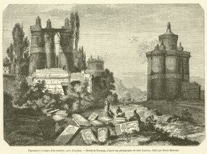 Taubenschläge und Ruinen eines Friedhofs, in der Nähe von Isfahan von French School