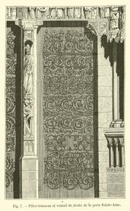 Pfeiler-Trumeau und rechter Flügel der Porte Sainte-Anne von French School